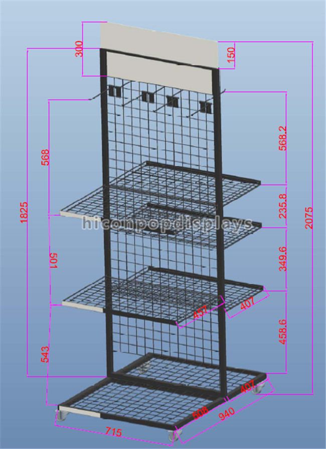 Freestanding Koppen/Mokkenmetaalvertoning rekt Tweezijdige Multi - Laag voor Winkels