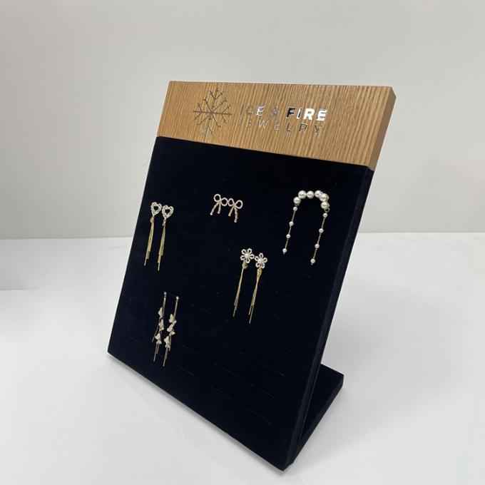 Tafel oorbel display Houten zwart fluweel juwelen display stand